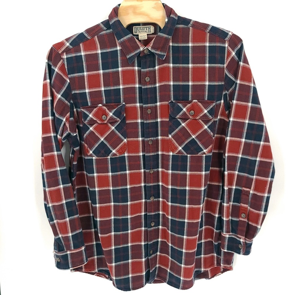 Duluth Trading Flannel Shirt Mens 2XLT XXL Tall Red Plaid Burlyweight Trim Fit